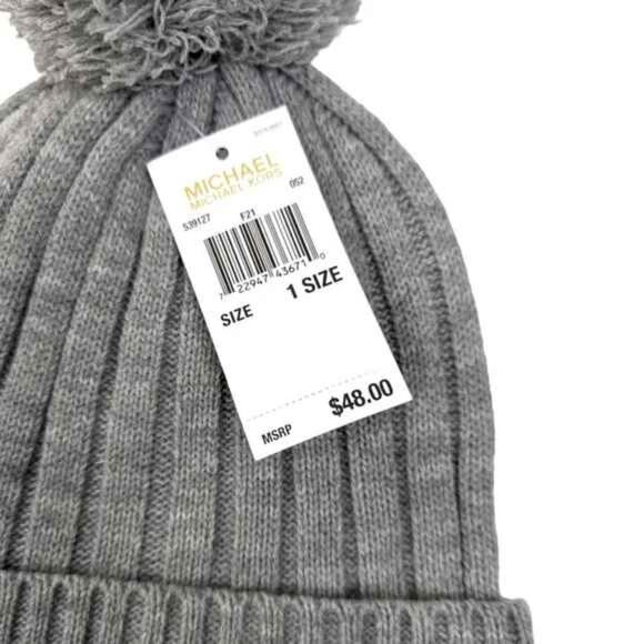 Michael Kors Ribbed Knit Pom Pom Beanie- NWT - Picture 3 of 5